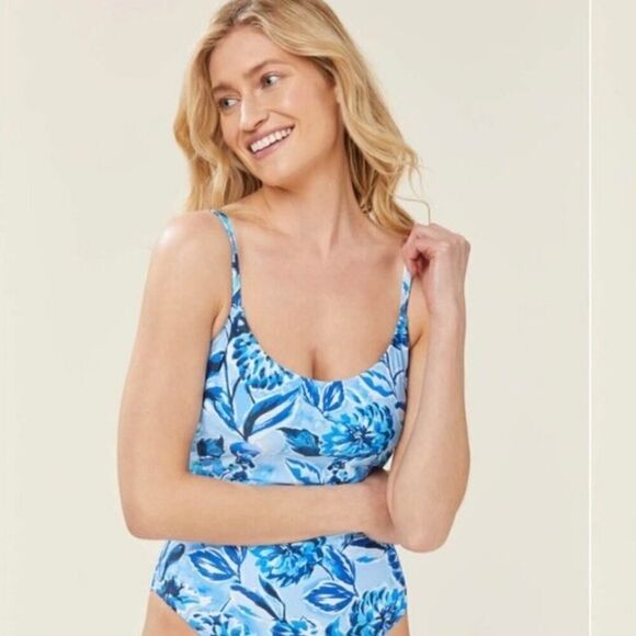 NWT Andie Blue Floral The Baia One Piece Swimsuit Size Medium‎ - Picture 1 of 7